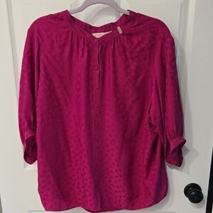 Rebecca Taylor Women's Pink Button-Up Blouse Silk Size 8